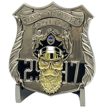 Load image into Gallery viewer, K-005 NYPD police officer Thin Blue Line Challenge Coin New York City Back the Blue Beard Gang