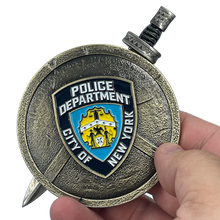 Load image into Gallery viewer, BL4-007 NYPD New York City Police Department Officer Shield with removable Sword Challenge Coin Set