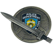 Load image into Gallery viewer, BL4-007 NYPD New York City Police Department Officer Shield with removable Sword Challenge Coin Set