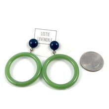 Load image into Gallery viewer, Navy &amp; Sage Green Go Go Hoop Donut Drop Earrings