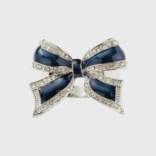 Load image into Gallery viewer, Enamel bow skinny napkin rings, navy, set of four