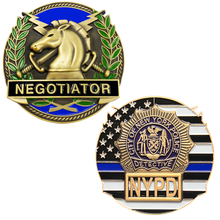 Load image into Gallery viewer, GL14-001 NYPD DETECTIVE New York City Police Negotiator Challenge Coin THIN BLUE LINE