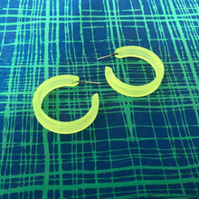 Load image into Gallery viewer, Neon Yellow Frosted Small Classic Hoop Earrings