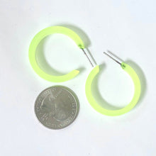 Load image into Gallery viewer, Neon Yellow Frosted Small Classic Hoop Earrings