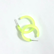 Load image into Gallery viewer, Neon Yellow Frosted Small Classic Hoop Earrings
