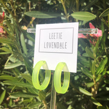 Load image into Gallery viewer, Neon Yellow Frosted Small Classic Hoop Earrings