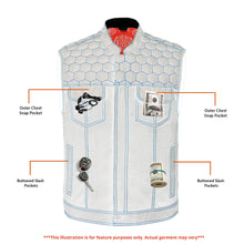 Load image into Gallery viewer, Night Tiger Men's Black Mesh Textile Vest with Orange Diamond Stitch