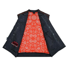 Load image into Gallery viewer, Night Tiger Men's Black Mesh Textile Vest with Orange Diamond Stitch