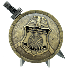 Load image into Gallery viewer, EL4-018 CBP officer Field Ops Shield with removable Sword Challenge Coin Set Field Operations CBPO