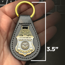 Load image into Gallery viewer, EL14-011 CBP Officer Mini Shield Field Operations OFO Field Ops challenge coin leather keychain