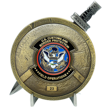 Load image into Gallery viewer, EL4-018 CBP officer Field Ops Shield with removable Sword Challenge Coin Set Field Operations CBPO