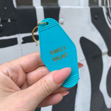 Load image into Gallery viewer, OMG I DGAF Motel Keychain in Aqua Blue
