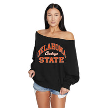 Load image into Gallery viewer, Oklahoma State Black Off the Shoulder Sweatshirt