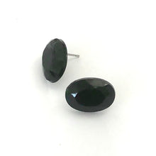 Load image into Gallery viewer, Black Faceted Oval Lucite Stud Earrings