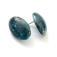 Load image into Gallery viewer, Galaxy Blue Marbled Oval Button Stud Earrings