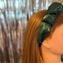 Load image into Gallery viewer, Olive Chiffon Headband | Poly Satin Green Headpiece Hair Accessory | 6.25''