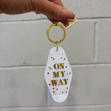 Load image into Gallery viewer, On My Way White Motel Keychain Key Tag | Acrylic