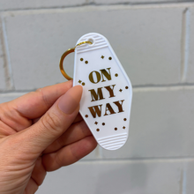 Load image into Gallery viewer, On My Way White Motel Keychain Key Tag | Acrylic