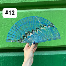 Load image into Gallery viewer, One of a Kind Hand Painted Marbled Wooden Fans - 15 Styles