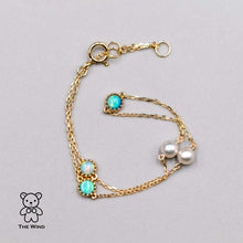 Load image into Gallery viewer, Minimalist Australian Solid Opal &amp; Pearl Bracelet 18k Yellow Gold
