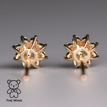 Load image into Gallery viewer, Classic Halo Australian Opal &amp; Diamonds Stud Earrings 14K Yellow Gold