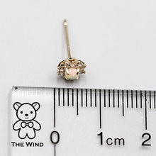 Load image into Gallery viewer, Classic Halo Australian Opal &amp; Diamonds Stud Earrings 14K Yellow Gold
