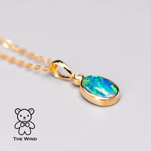 Load image into Gallery viewer, Minimalist Doublet Opal Diamond Pendant Necklace 14k Yellow Gold
