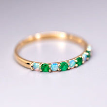 Load image into Gallery viewer, Opal &amp; Emerald Stackable Band 18K Gold Eternity Wedding Ring