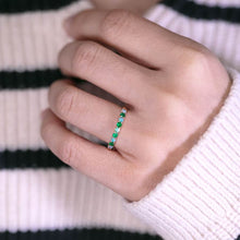 Load image into Gallery viewer, Opal &amp; Emerald Stackable Band 18K Gold Eternity Wedding Ring