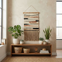 Load image into Gallery viewer, Ophelia Boho Woven Wall Hanging | Cotton Fringe Tapestry with Wooden Rod