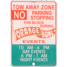 Load image into Gallery viewer, GL16-008 The U Orange Bowl Stadium Vintage street sign lapel pin Miami Tow Away Zone