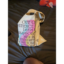 Load image into Gallery viewer, Out of Patience for Deeply Disappointing Men Slouchy Canvas Tote in Natural