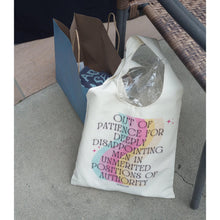 Load image into Gallery viewer, Out of Patience for Deeply Disappointing Men Slouchy Canvas Tote in Natural