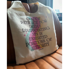 Load image into Gallery viewer, Out of Patience for Deeply Disappointing Men Slouchy Canvas Tote in Natural