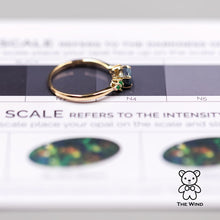 Load image into Gallery viewer, Australian Black Opal &amp; Tsavorite Garnet Engagement Wedding Ring 18K Yellow Gold