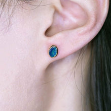 Load image into Gallery viewer, Simple Oval Australian Doublet Opal Stud Earrings 14k Yellow Gold