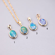 Load image into Gallery viewer, Oval Natural Doublet Opal Pendant Necklace 14k Yellow Gold