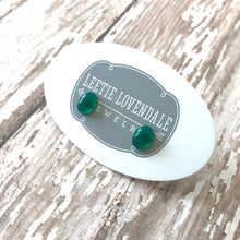 Load image into Gallery viewer, Emerald Green Small Oval Stud Lucite Earrings