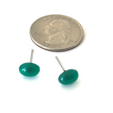 Load image into Gallery viewer, Emerald Green Small Oval Stud Lucite Earrings