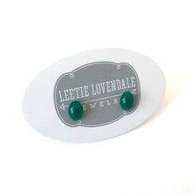 Load image into Gallery viewer, Emerald Green Small Oval Stud Lucite Earrings