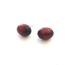 Load image into Gallery viewer, Deep Red Moonglow Oval Bulb Stud Earrings