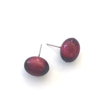 Load image into Gallery viewer, Deep Red Moonglow Oval Bulb Stud Earrings