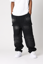 Load image into Gallery viewer, Oversized Cargo Pants - Washed Black