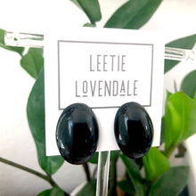 Load image into Gallery viewer, Black Shiny Oval Lucite Stud Earrings