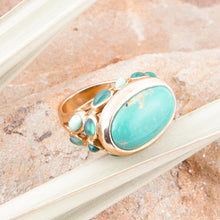 Load image into Gallery viewer, Multi Green Stones Golden Statement Ring