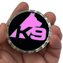 Load image into Gallery viewer, BL7-008 K9 Thin Pink Line Challenge Coin Fist Paw Bump Breast Cancer Awareness Police