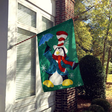 Load image into Gallery viewer, Just Dropping In To Say Hello Christmas Penguin  Flag Canvas House Size PJC1015CHF