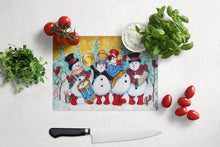 Load image into Gallery viewer, Snowmen Strike up the Band Glass Cutting Boards – Durable, Decorative Kitchen Art Large PJH3002LCB