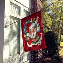 Load image into Gallery viewer, Santa Claus Wreath of Cheer Flag Canvas House Size PJH3022CHF