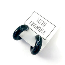 Load image into Gallery viewer, Black Marbled Chunky Polly Hoop Earrings